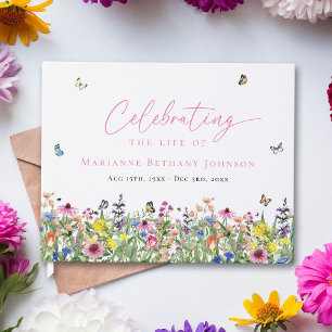 Bright Floral Memorial Celebration of Life Guest Book