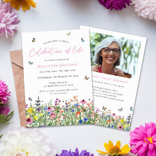 Bright Floral Memorial Celebration of Life Invitation