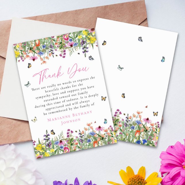 Bright Floral Memorial Celebration of Life Thank You Card (Creator Uploaded)
