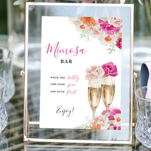 Bright Floral Mimosa Bar Bridal Shower Table Sign