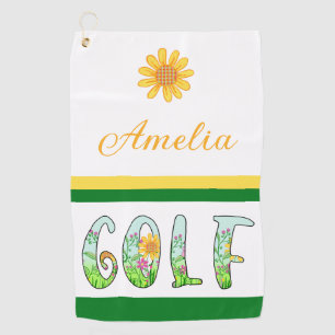 Bright Floral Monogram Golf Towel