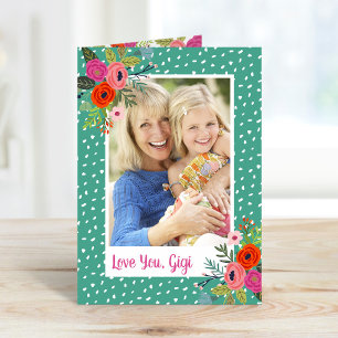 Bright Floral Mother's Day Photo Card for Grandma