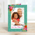 Bright Floral Mother's Day Photo Card for Grandma<br><div class="desc">Affordable custom printed Mother's Day card personalised with your photo and text. This fun modern design features a bright colourful floral border and abstract dot background. Use the design tools to add more photos, edit the text with your own special message and customise the fonts and colours to create your...</div>