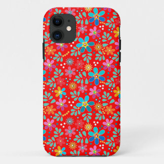 Bright floral multicolored pattern retro sixties Case-Mate iPhone case