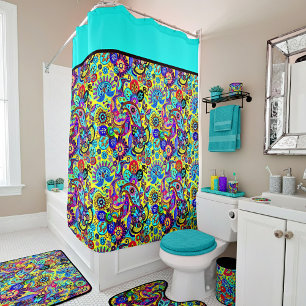 Bright floral paisley  shower curtain