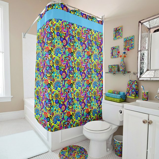Bright floral paisley shower curtain (Creator Uploaded)