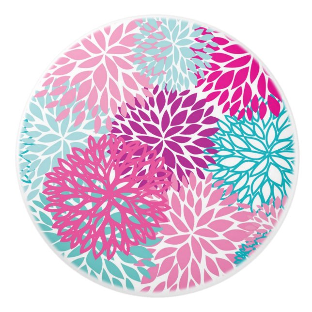 Bright Floral pattern 2 Ceramic Knob (Front)