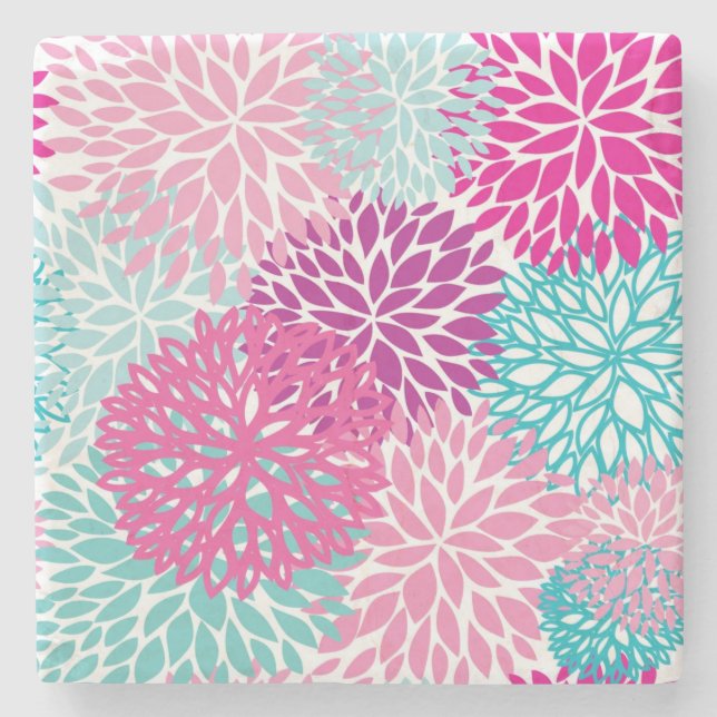Bright Floral pattern 2 Stone Coaster (Front)