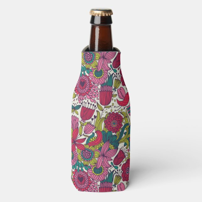 Bright floral pattern bottle cooler (Bottle Front)
