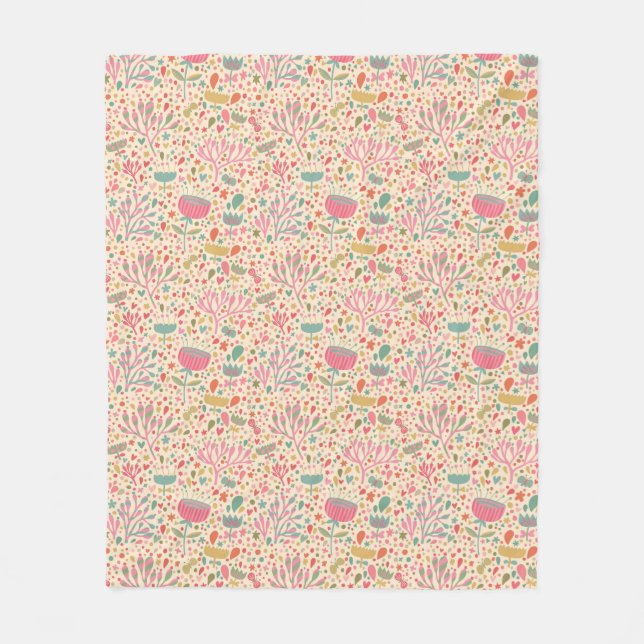 Bright floral pattern fleece blanket (Front)