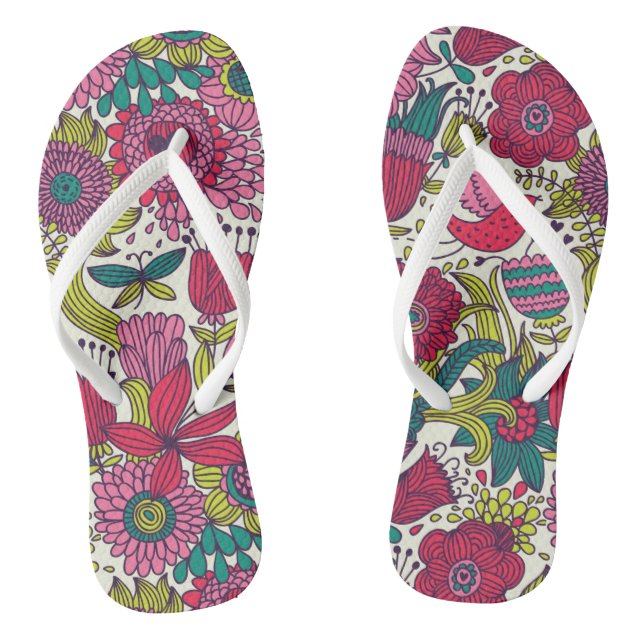 Bright floral pattern jandals (Footbed)