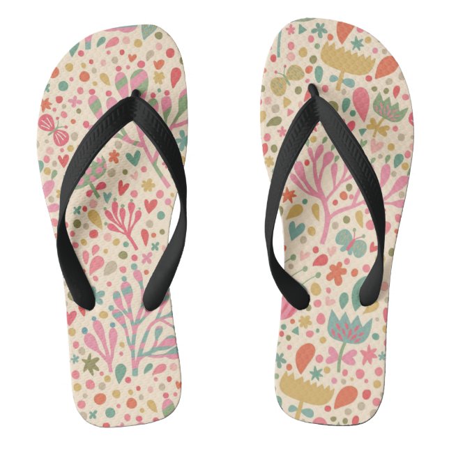Bright floral pattern jandals (Footbed)