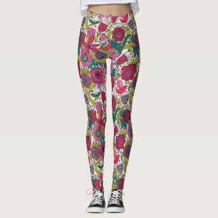 Bright floral pattern leggings