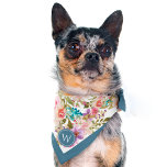 Bright Floral Pattern Monogram Bandana<br><div class="desc">Make your pet feel really special with this pretty girly floral pattern monogrammed dog bandanna. Decorated with bright pink, blue and peach watercolors, this bandanna will look stunning with your pet's monogram. Treat yourself to a matching "Mum and Me" scarf with your own monogrammed inital. It's the perfect gift for...</div>