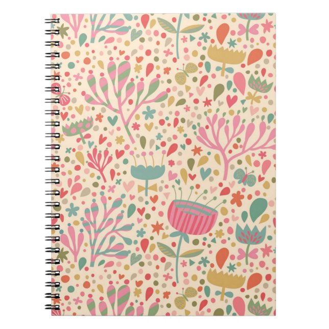 Bright floral pattern notebook (Front)
