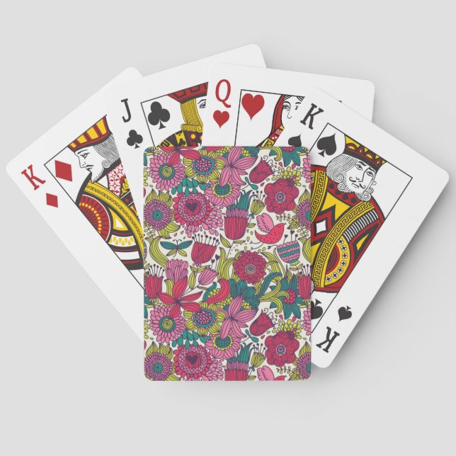 Bright floral pattern playing cards (Back)