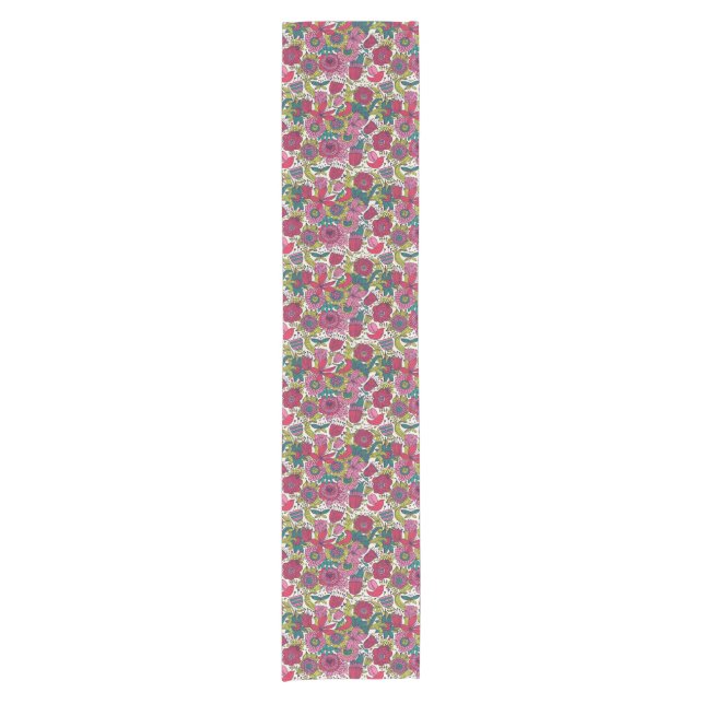Bright floral pattern short table runner (Front)