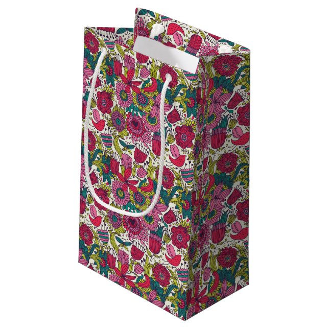 Bright floral pattern small gift bag (Back Angled)