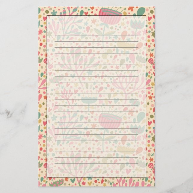 Bright floral pattern stationery (Front)