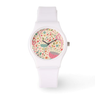 Bright floral pattern watch