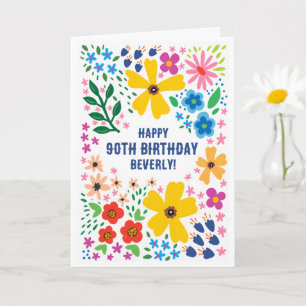Bright Floral, Personalised Name and Age Birthday Card