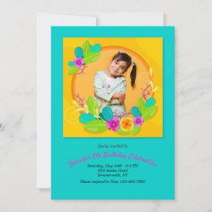 Bright Floral Photo Frame Invitation