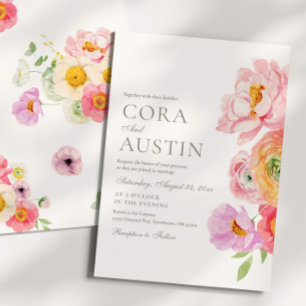 Bright Floral Photo Wedding Invitation