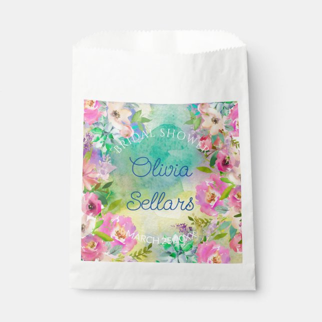 Bright Floral Profusion Bridal Shower Favour Bags (Front)