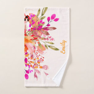 Bright Floral Romantic Custom Name Hand Towel