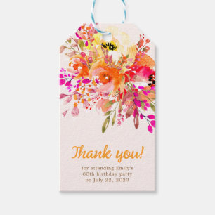 Bright Floral Romantic Party Thank You Gift Tags