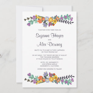Bright Floral Spring Wedding Invitation