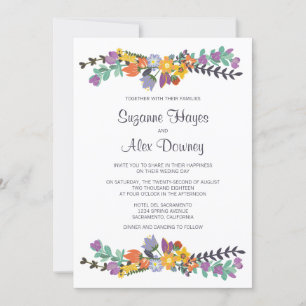 Bright Floral Spring Wedding Invitation