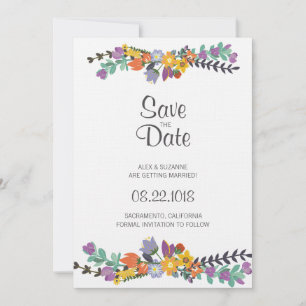 Bright Floral Spring Wedding Save the Date Invitation