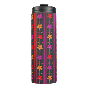 Bright floral stripe thermal tumbler
