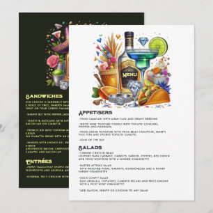 Bright Floral Tacos and Tequila Fiesta Celebration Menu