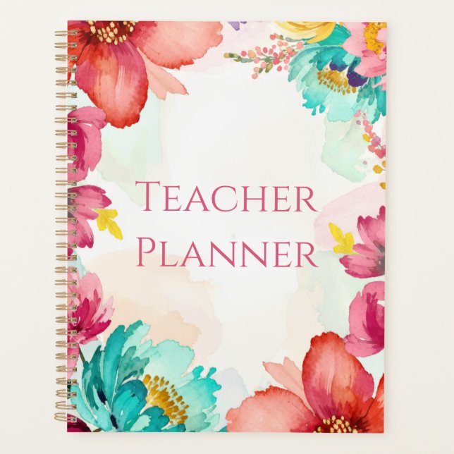  Bright Floral Teacher  Planner (Front)