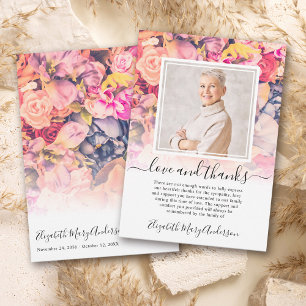 Bright Floral Thank You Bereavement Photo Card