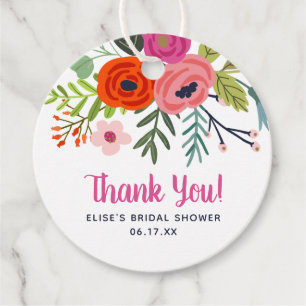 Bright Floral Thank You Bridal Shower Favour Tags