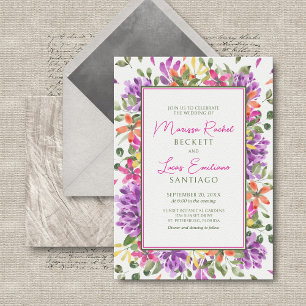 Bright Floral Tropical Wedding Invitation