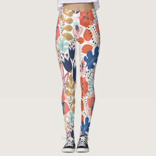Bright floral vintage: Scandinavian style. Leggings