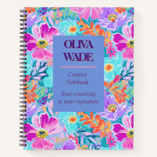 Bright Floral Watercolor Lavender & Pink Planner Notebook