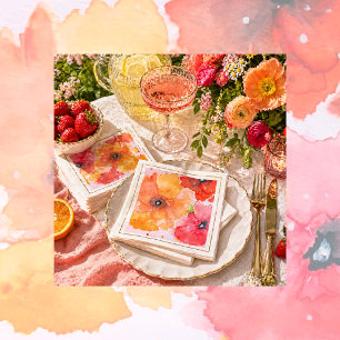Bright Floral Watercolor Napkin