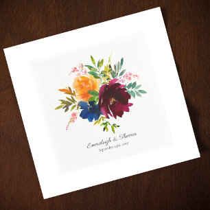 Bright Floral Watercolor Napkin