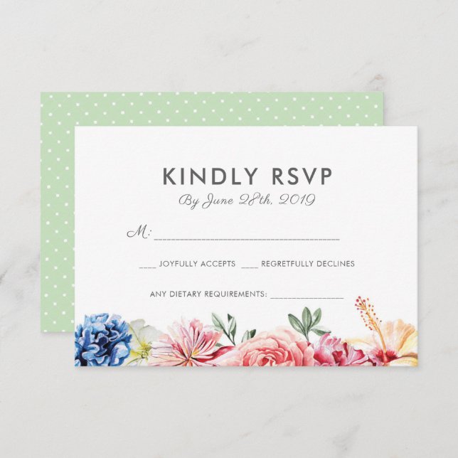 Bright Floral Watercolor RSVP cards (Front/Back)