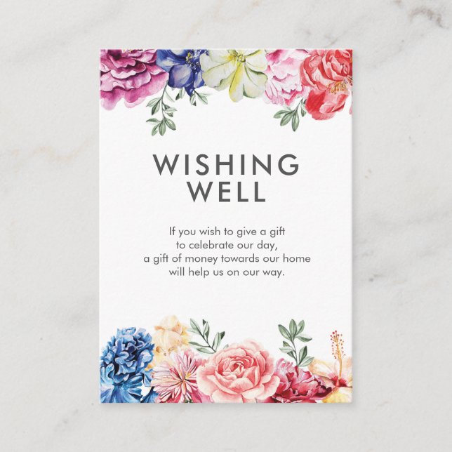 Bright floral watercolor | Wishing Well card (Front)