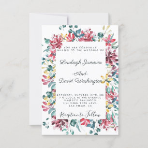 Bright floral wedding invitation