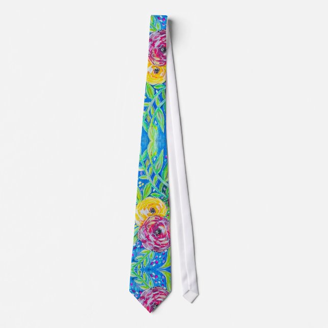 Bright Florals Mirrored Tie (Front)