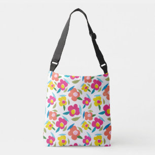 Bright Florals on White Crossbody Bag