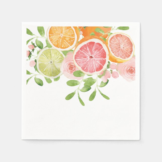 Bright flower and citrus bridal shower napkin (Front)