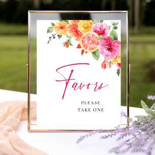 Bright Flower Citrus Slice Bridal Shower Favours Poster